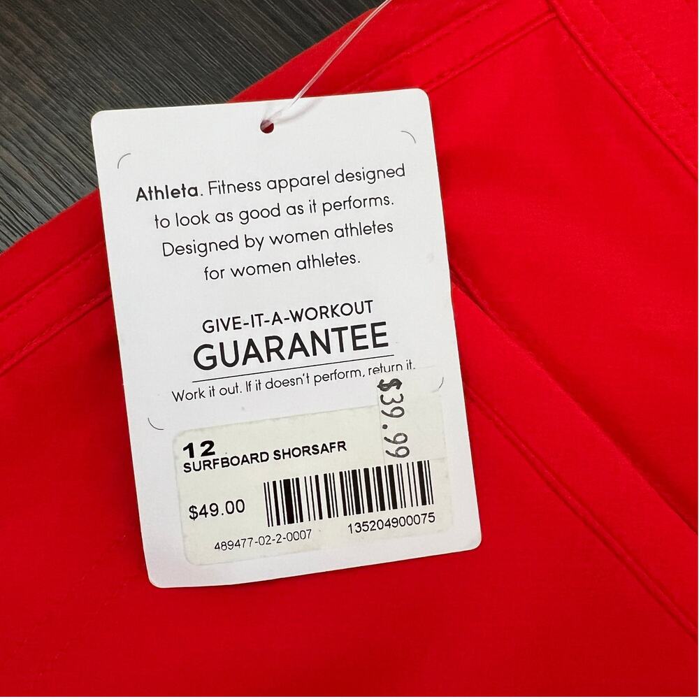 Athleta Red Board Shorts Women’s Size 12 Swim Surf Athletic - Picture 5 of 10